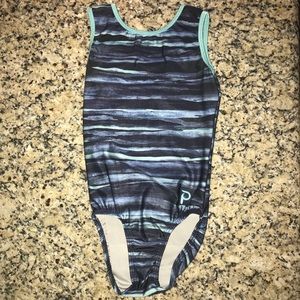 Cute Blue Striped Plum Practice Wear Leotard